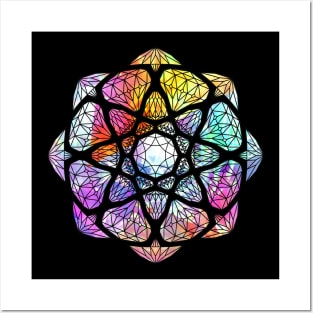 Rainbow Prismatic Crystal Mandala - Silhouette Posters and Art